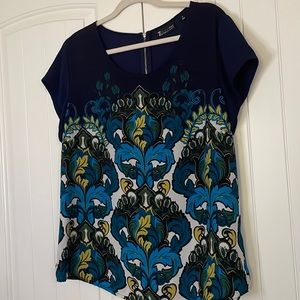 7th Avenue New York & Co XL Navy and Paisley Women's shirt